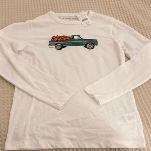 Crewcuts White Long Sleeve Tee with Green Truck Graphic
